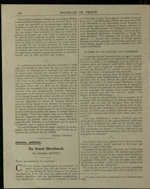 Nouvelles de France et Bulletin des Français résidant à l'étranger : chronique hebdomadaire de la presse française